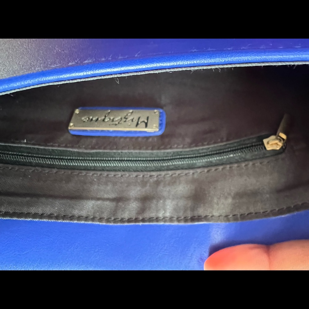 Miztique designer cobalt blue gold chain strap hardware bag - Picture 9 of 13
